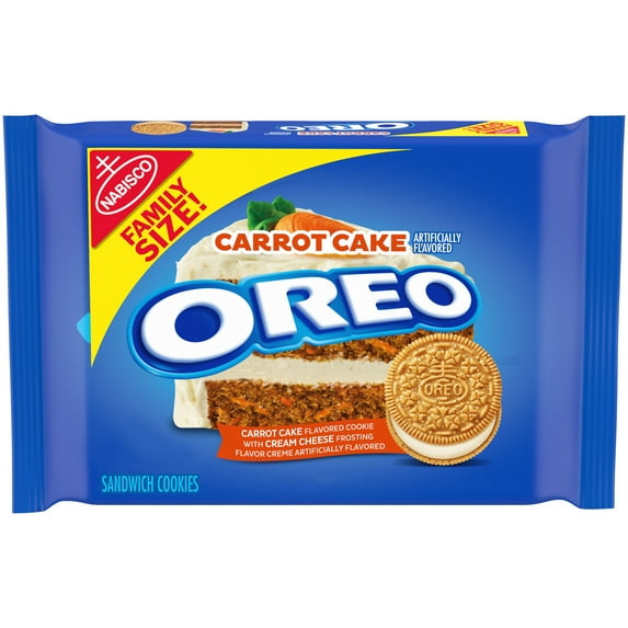 OREO Carrot Cake Cream Cheese Flavored Creme Sandwich Cookies, Family Size, 17 oz