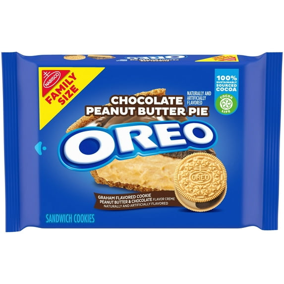 Pack of 2 OREO Chocolate Peanut Butter Pie Sandwich Cookies, Family Size, 17 oz