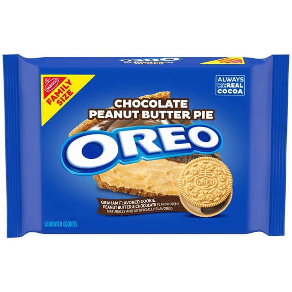 OREO Chocolate Peanut Butter Pie Sandwich Cookies, Family Size, 17 oz