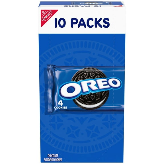 OREO Chocolate Sandwich Cookies, 10 Snack Packs (4 Cookies Per Pack) - pack of 4