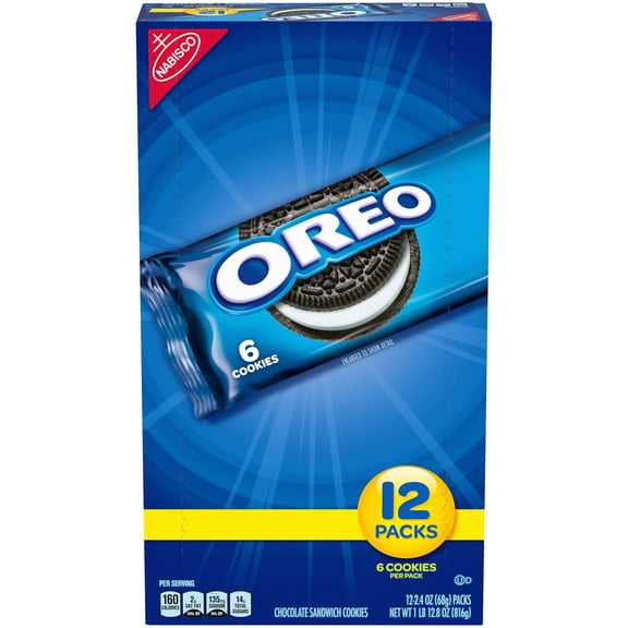OREO Chocolate Sandwich Cookies, 12 Snack Packs (Pack of 6)