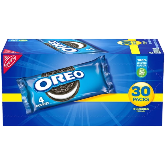 Oreo Chocolate Sandwich Cookies, 30 Snack Packs (4 Cookies Per Pack)