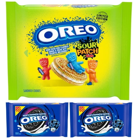 OREO Chocolate Sandwich Cookies, Family Size, 18.12 oz OREO SOUR PATCH KIDS Sandwich Cookies, Limited Edition, 10.68 oz
