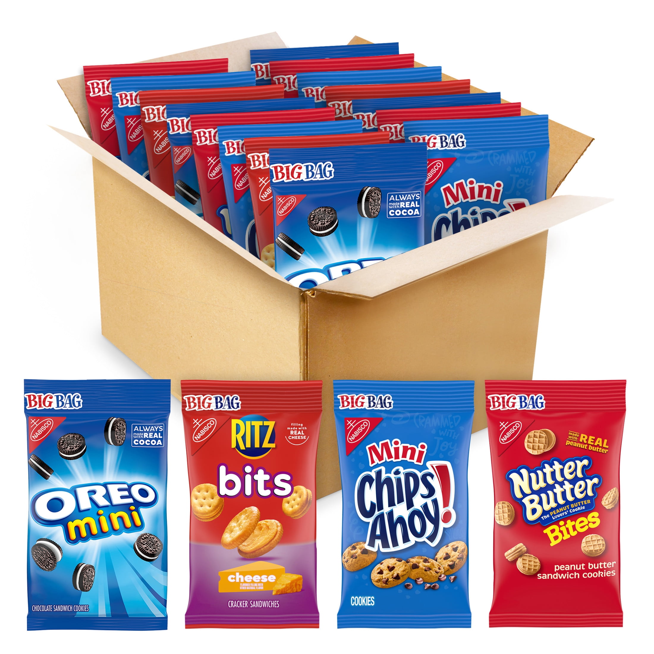 OREO Cookies, CHIPS AHOY! Cookies, Nutter Butter Bites & RITZ Bits Cheese Crackers, 15 Big Bags