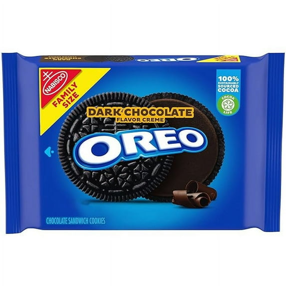 OREO Dark Chocolate Crème Chocolate Sandwich Cookies, Family Size, 17 oz (Pack of 3).