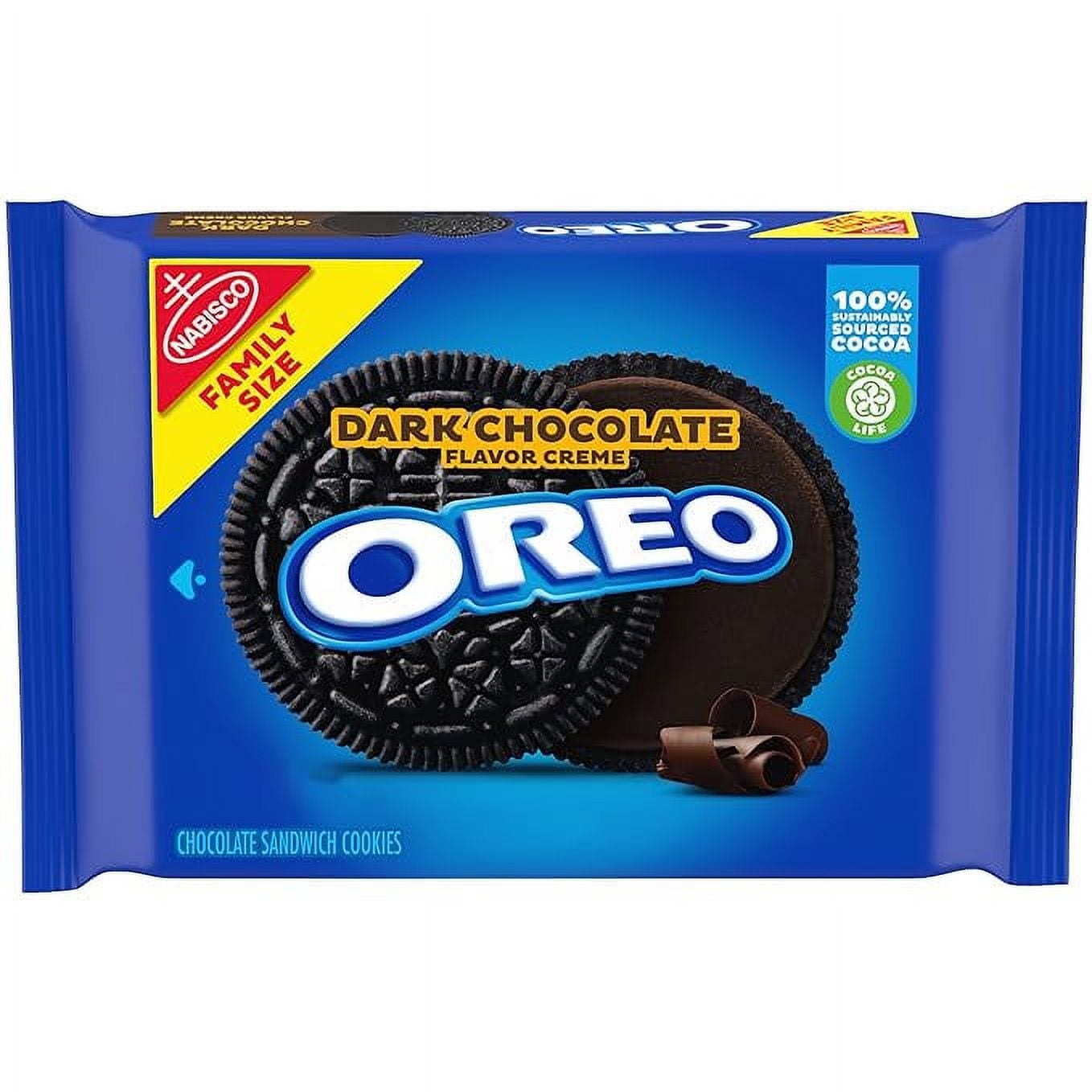 OREO Dark Chocolate Crème Chocolate Sandwich Cookies, Family Size, 17 oz (Pack of 4).