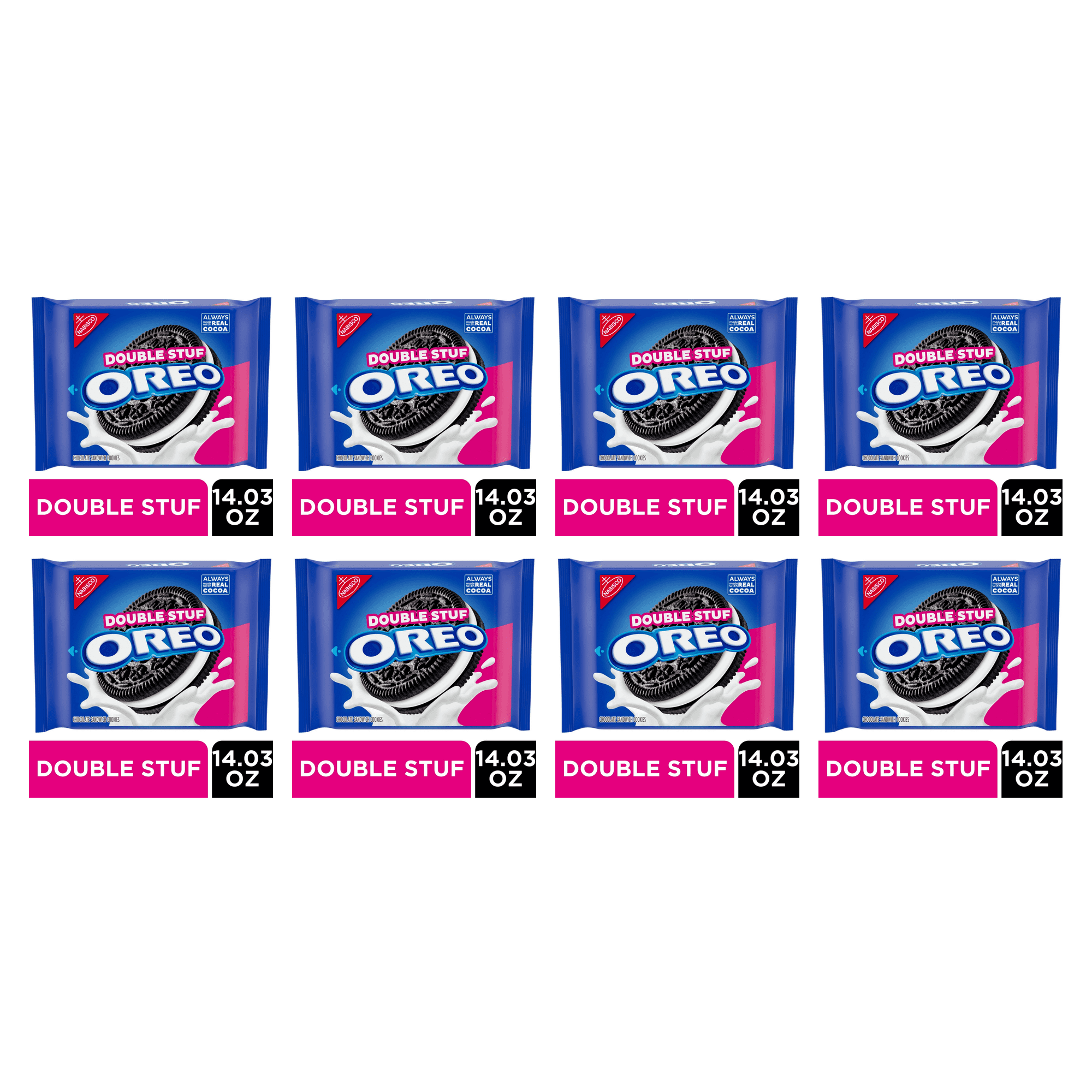 OREO Double Stuf Chocolate Sandwich Cookies, 14.03 oz (Pack of 8)