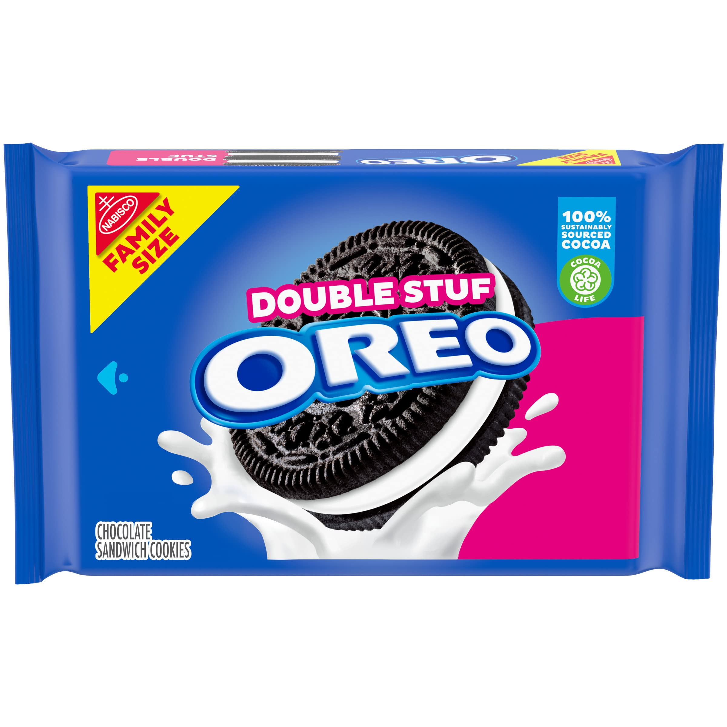 OREO Double Stuf Chocolate Sandwich Cookies, Family Size, 18.71 oz (Pack of 8)