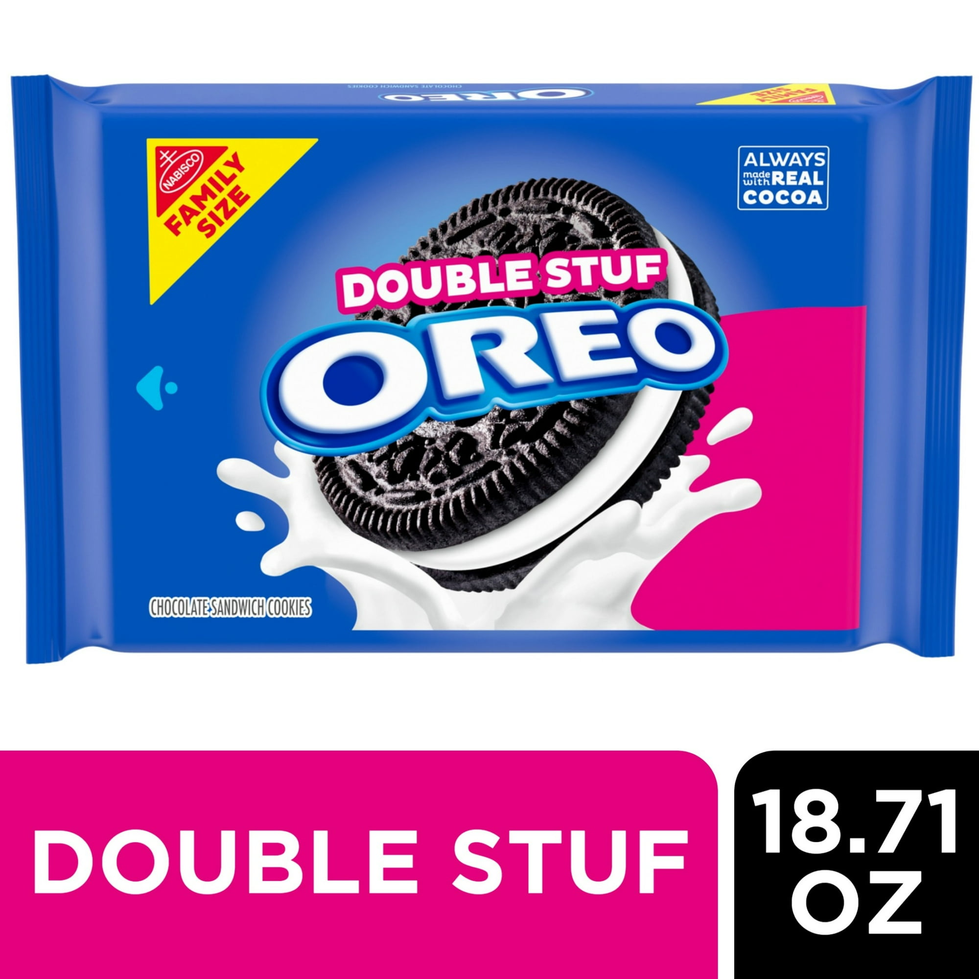 OREO Double Stuf Chocolate Sandwich Cookies, Family Size, Halloween Snacks, 18.71 oz
