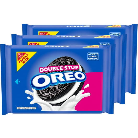 OREO Double Stuf Chocolate Sandwich Cookies, Family Size, 3 Packs
