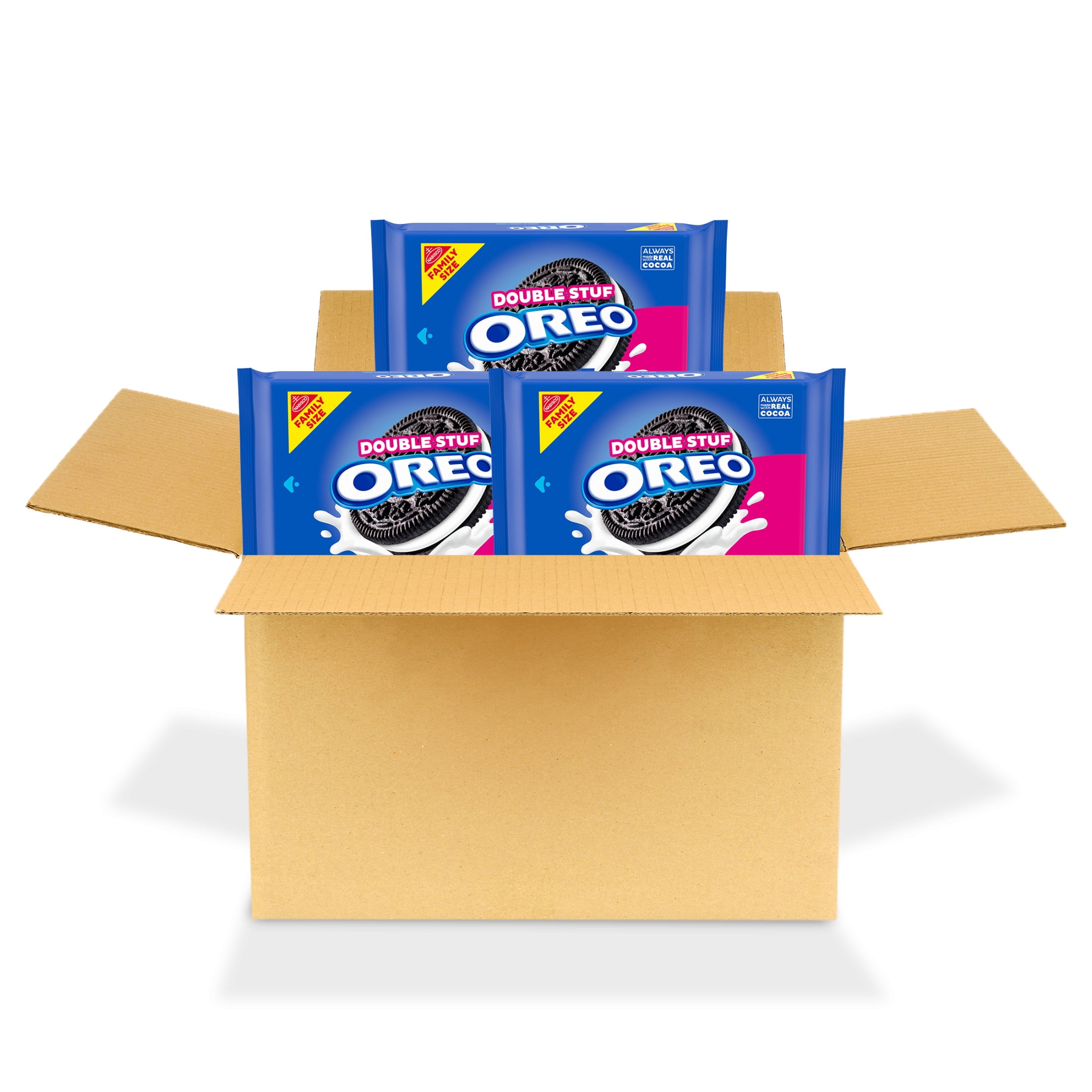 OREO, Double Stuf Chocolate Sandwich Cookies, Family Size, 3 Packs