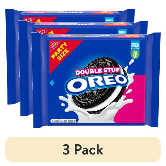 (3 pack) OREO Double Stuf Chocolate Sandwich Cookies, Party Size, 26.7 oz