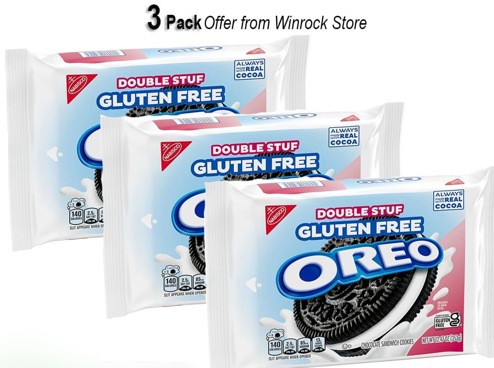 OREO Double Stuf Gluten Free Chocolate Sandwich Cookies, Gluten Free Cookies, 12.47 oz (3 Pack)
