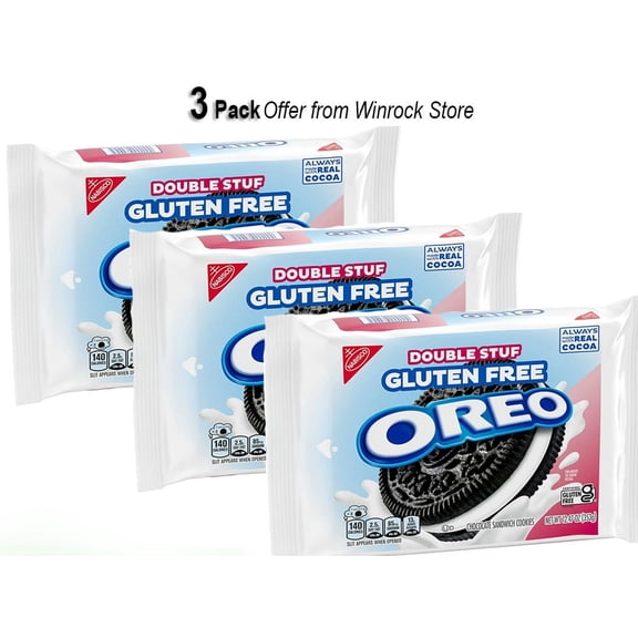 OREO Double Stuf Gluten Free Chocolate Sandwich Cookies, Gluten Free Cookies, 12.47 oz (3 Pack)