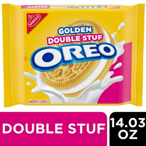 OREO Double Stuf Golden Sandwich Cookies, 14.03 oz (Pack of 4)