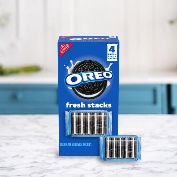 OREO Fresh Stacks Chocolate Sandwich Cookies, Travel Snacks, 8.05 oz (4 Multi Snack Packs)