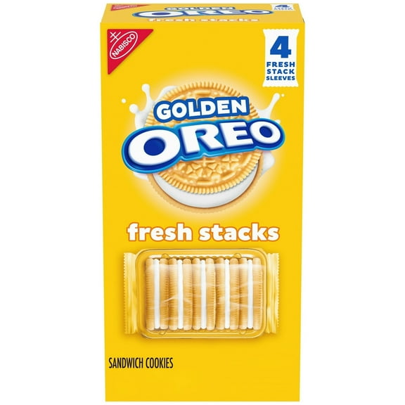 OREO Fresh Stacks Golden Sandwich Cookies, Travel Snacks, 8.05 oz (4 Multi Snack Packs)