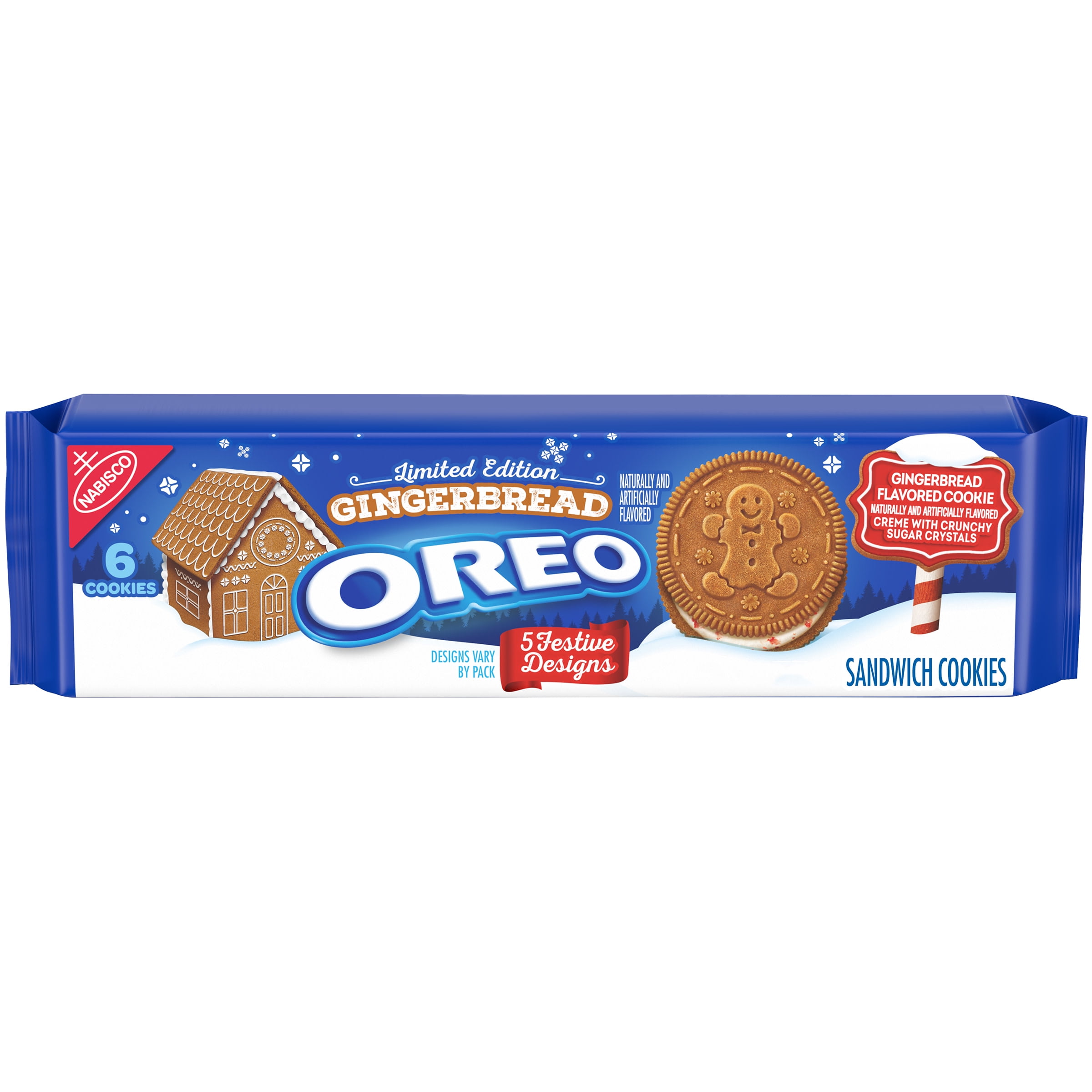 OREO Gingerbread Sandwich Cookies, Limited Edition Holiday Cookies, 3.1