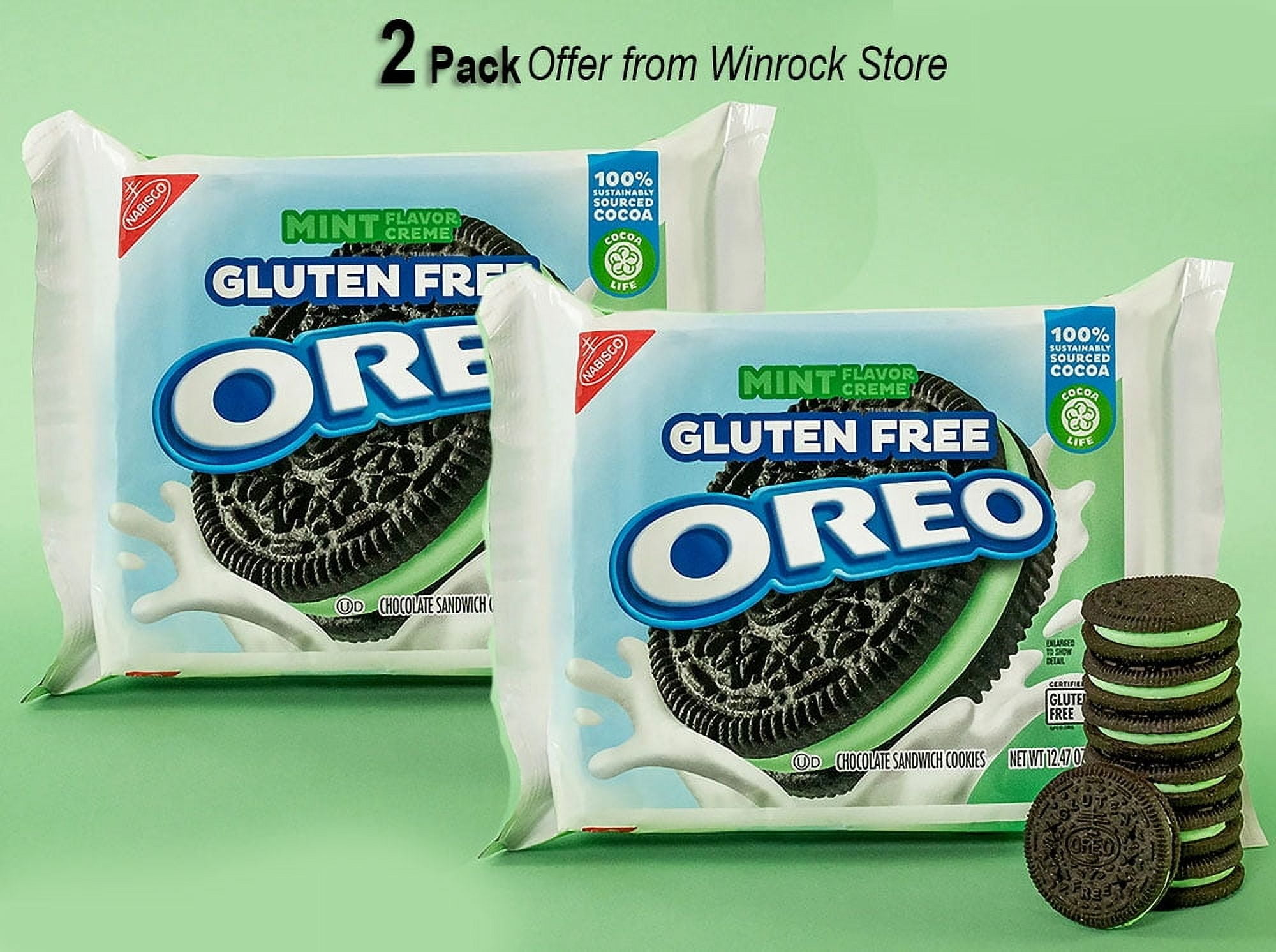 OREO Gluten Free Mint Creme Chocolate Sandwich Cookies, Gluten Free Cookies, 12.47 oz (2 Pack) Offer from Winrock Store