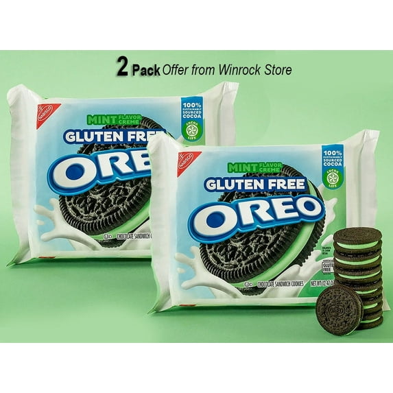 OREO Gluten Free Mint Creme Chocolate Sandwich Cookies, Gluten Free Cookies, 12.47 oz (2 Pack) Offer from Winrock Store