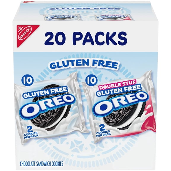 OREO Gluten Free Original & Double Stuf Chocolate Sandwich Cookies Variety Pack, 20 Snack Packs
