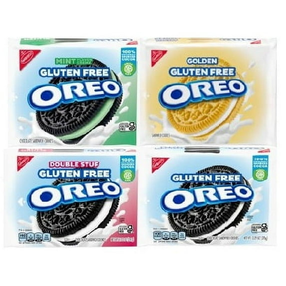 OREO Gluten Free Variety Pack Includes Original, Double Stuf, Golden and Mint Chocolate Sandwich Cookies (4 Packs)