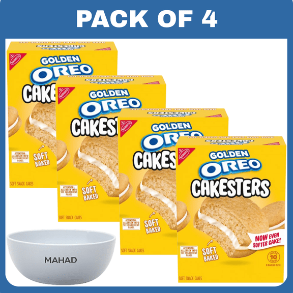 OREO Golden Cakesters Soft Snack Cakes, 5 - 2.02 oz Snack Packs-4 pack -with Bowel by Mahad