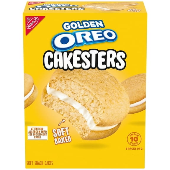 OREO Golden Cakesters Soft Snack Cakes, 5 - 2.02 oz Snack Packs -Pack of 2