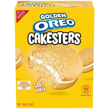 OREO Golden Cakesters Soft Snack Cakes, 5 - 2.02 oz Snack Packs