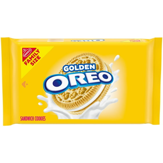 OREO Golden Sandwich Cookies, Baked, Family Size, 3.1 oz, Plastic Tray