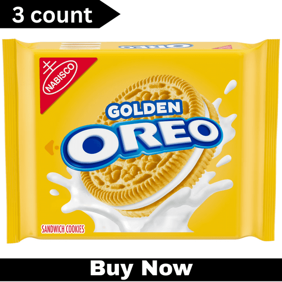 OREO Golden Sandwich Cookies, Easter Baking & Snacks, 13.29 oz 3-Pack, Vanilla Creme Filled
