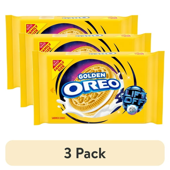 (3 pack) OREO Golden Sandwich Cookies, Family Size, 18.12 oz