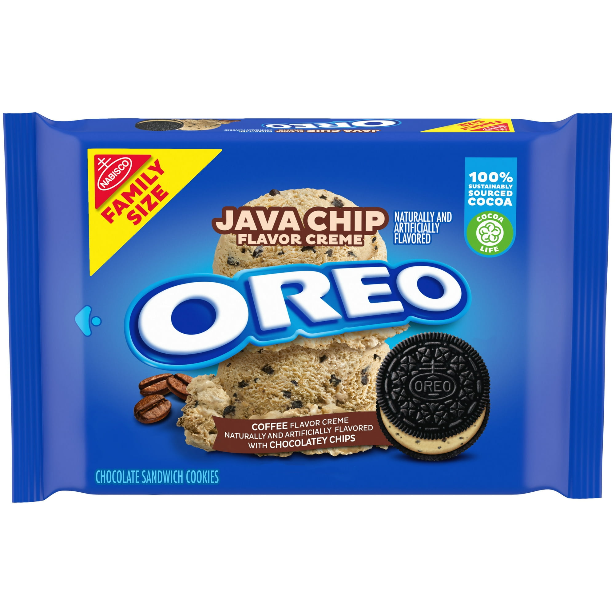 OREO Java Chip Creme Chocolate Sandwich Cookies, Family Size, 17 oz