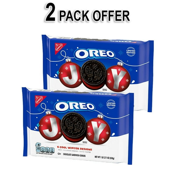 OREO Joy! Red-Colored Creme Chocolate Sandwich Cookies, Limited Edition Holiday Cookies, 18.71 oz (2 Pack)