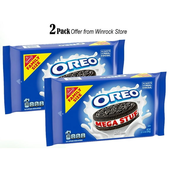 OREO Mega Stuf Chocolate Sandwich Cookies, Family Size, 17.6 oz (2 Pack)