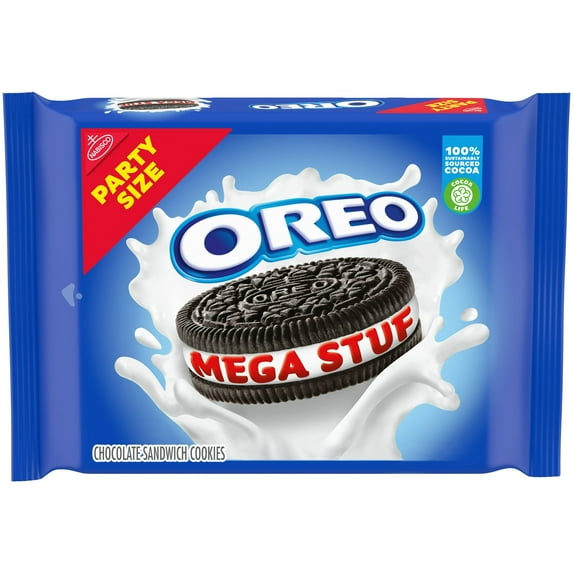 OREO Mega Stuf Chocolate Sandwich Cookies, Party Size, 1 lb 9.35 oz (Pack of 8)