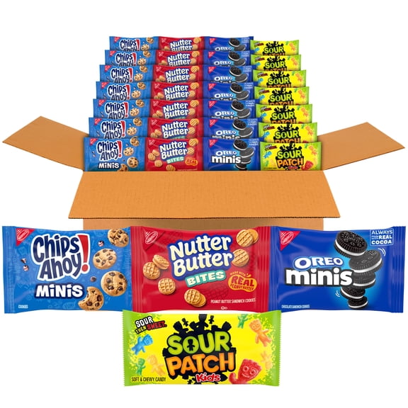 OREO Mini, CHIPS AHOY! Mini, SOUR PATCH KIDS & Nutter Butter Bites Variety Pack, 32 Snack Packs