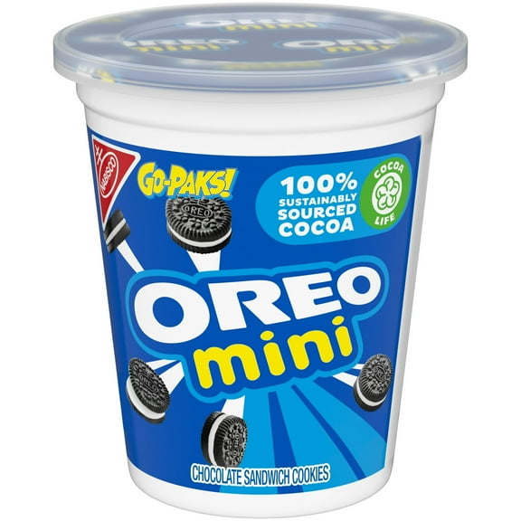 OREO Mini Chocolate Sandwich Cookies, Go-Paks, 3.5 oz Cup (Pack of 4)