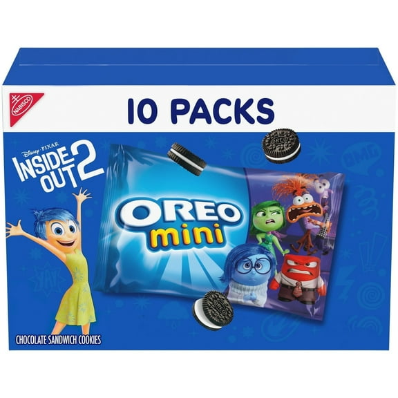 OREO Mini Chocolate Sandwich Cookies, School Snacks, 10 Snack Packs