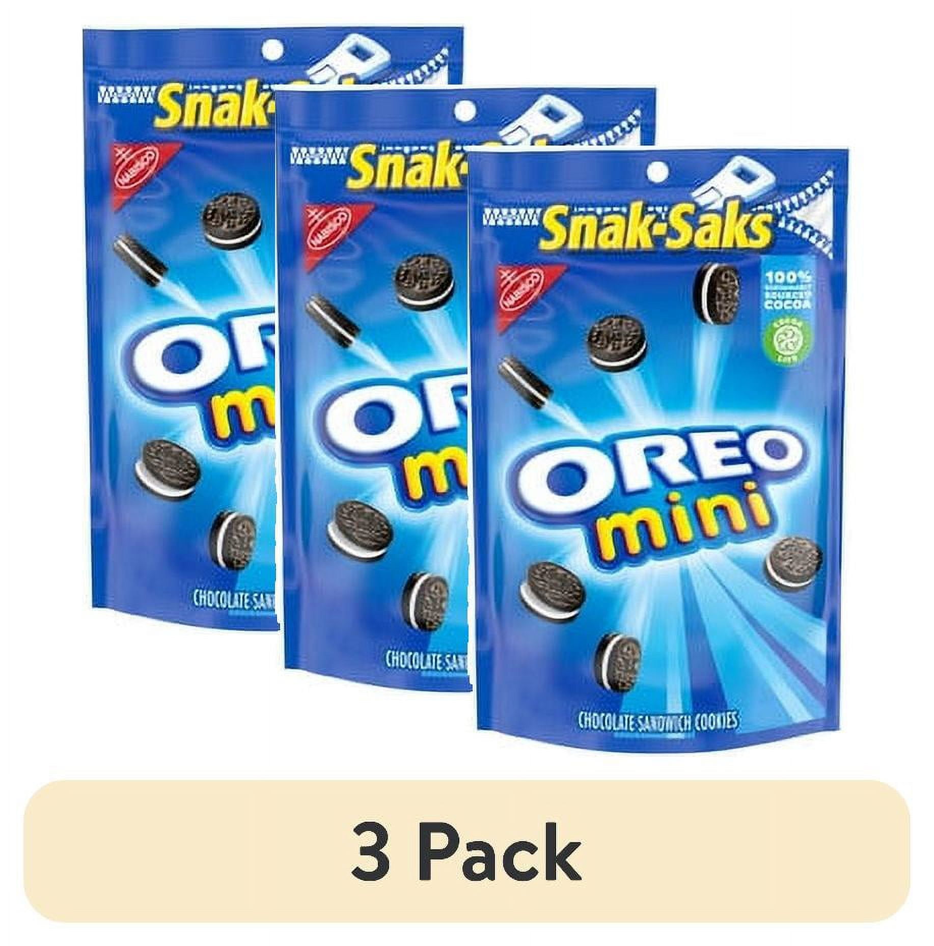 (3 pack) OREO Mini Chocolate Sandwich Cookies, SnakSaks, 8 oz