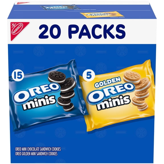 OREO Minis Sandwich Cookies Variety Pack, Original Creme and Golden OREO, 20 Snack Packs