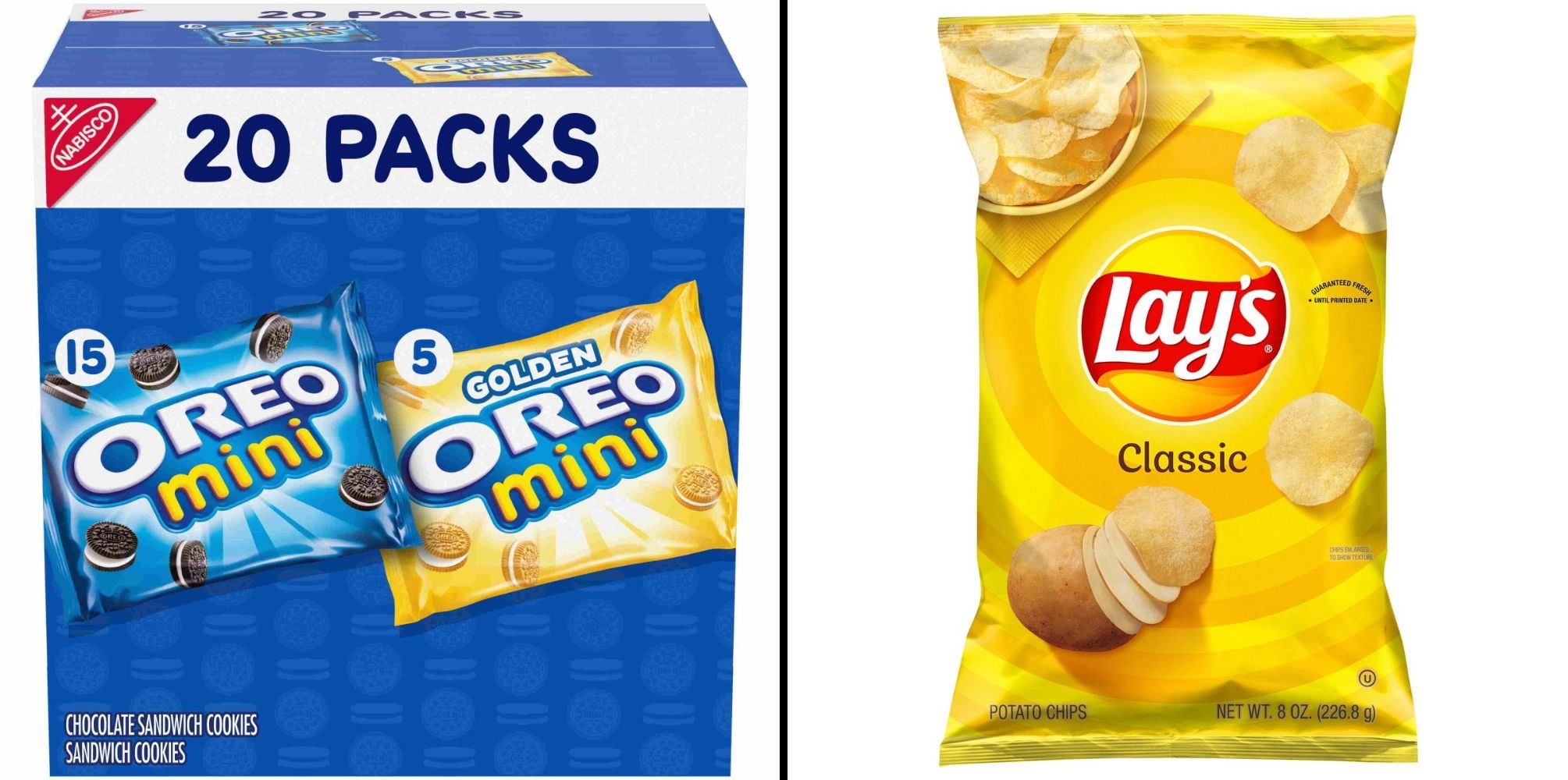 OREO Mini Mix Sandwich Cookies Variety Packs & Lay's Classic Potato Chips 8 oz