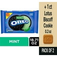 thumbnail image 1 of OREO Mint Creme Chocolate Sandwich Cookies Family Size 18.71 oz - Pack of 2 & Lotus Biscoff Cookie - 0.2 Oz - 1 ct, 1 of 5