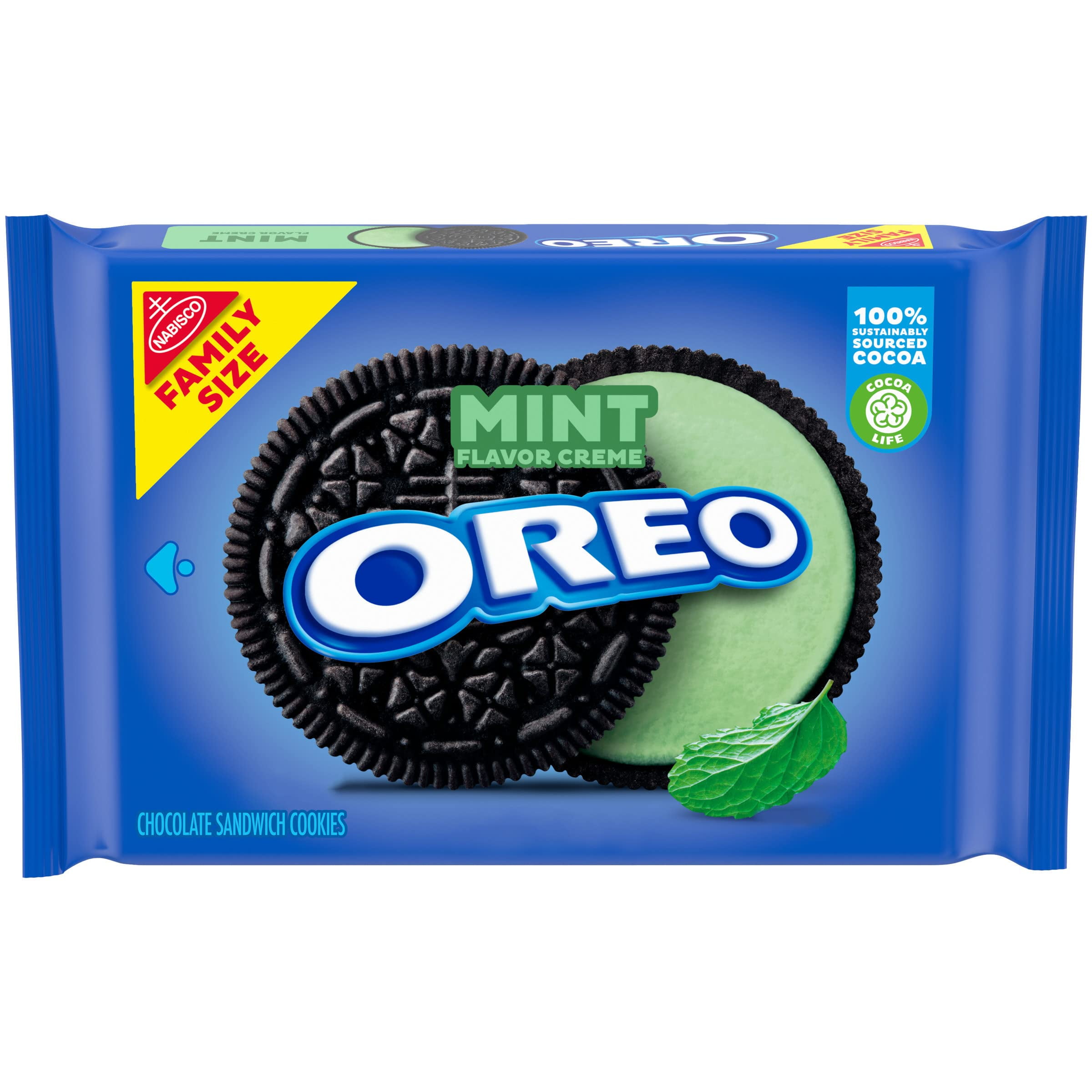 OREO Mint Creme Chocolate Sandwich Cookies, Family Size, 18.71 oz (Pack of 4)
