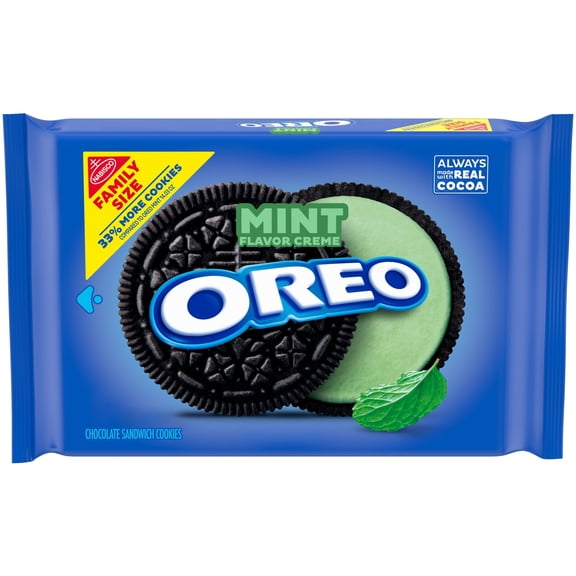 OREO Mint Creme Chocolate Sandwich Cookies, Family Size, 18.71 oz