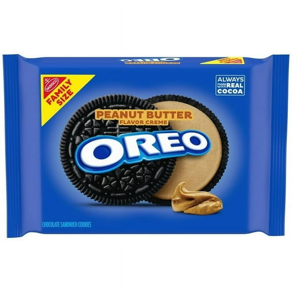 OREO Peanut Butter Creme Chocolate Sandwich Cookies, Family Size, 17 oz(2pack)
