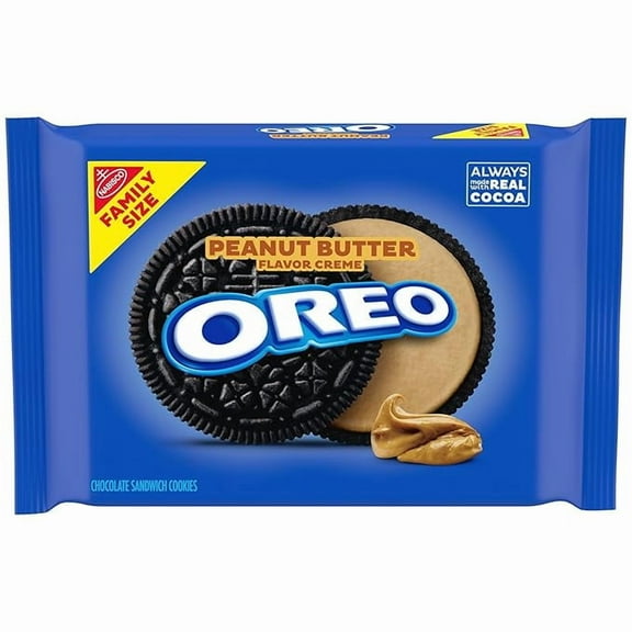 OREO Peanut Butter Creme Chocolate Sandwich Cookies, Family Size, 17 oz ( Pack of 2 )