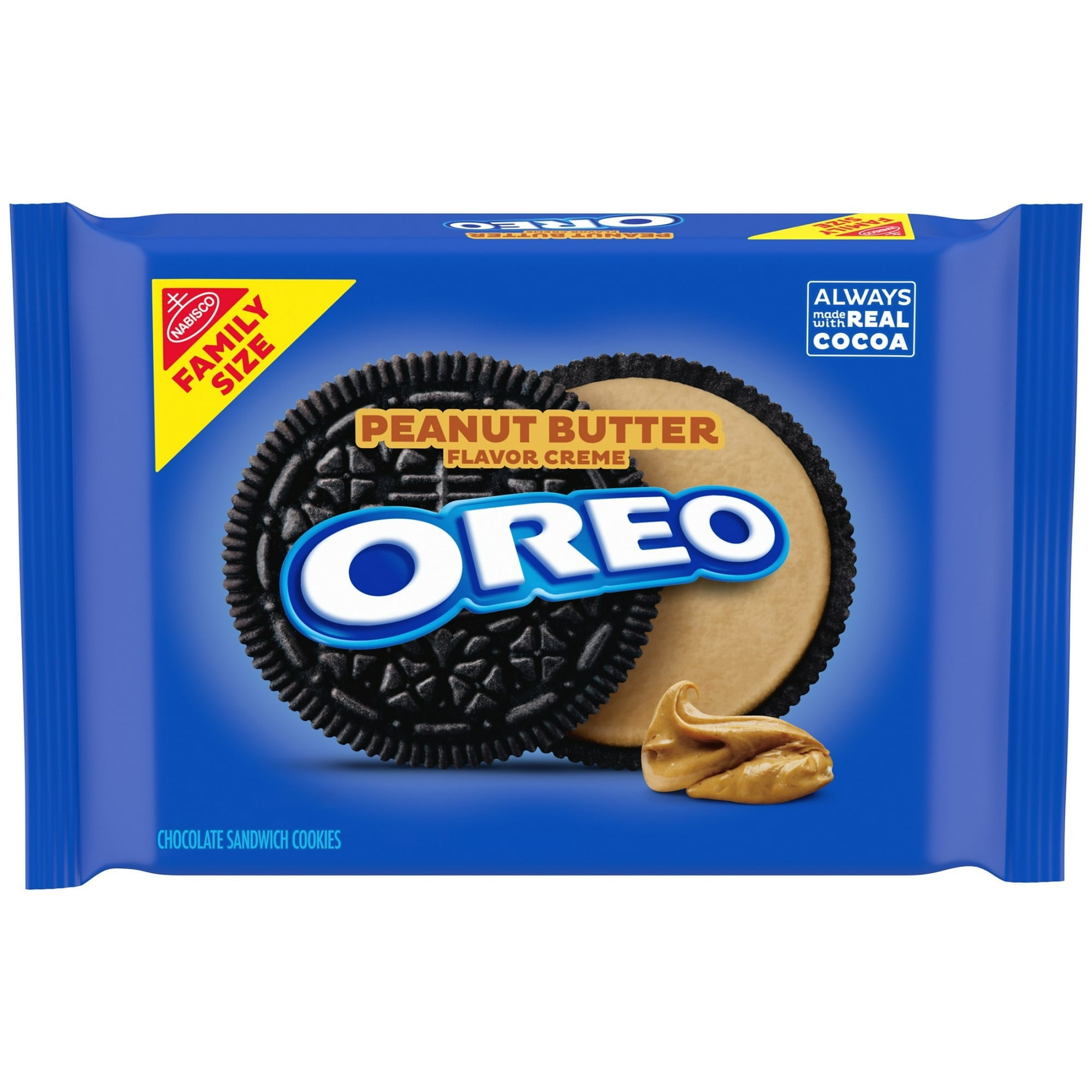 OREO Peanut Butter Creme Chocolate Sandwich Cookies, Family Size, 17 oz (Pack of 6)