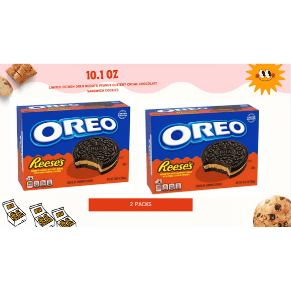 OREO REESE'S Peanut Buttery Creme Chocolate Sandwich Cookies, Limited Edition, 10.81 oz, 2 Pack
