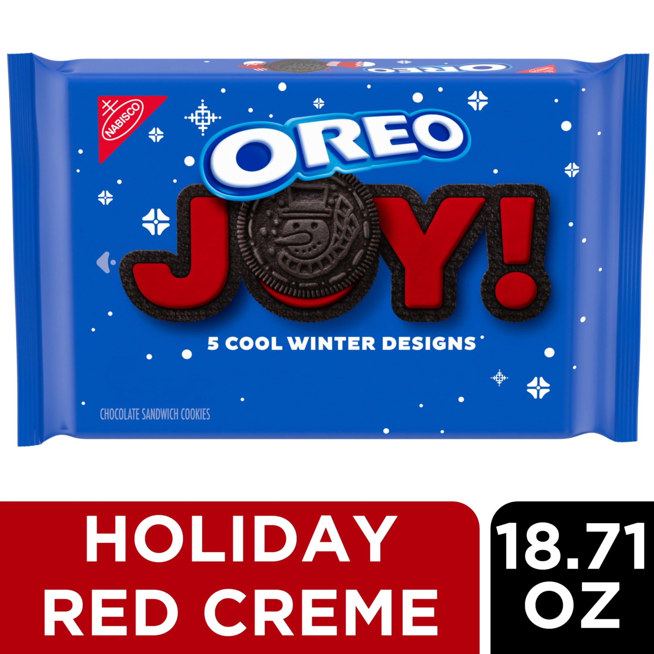 OREO Joy! Red-Colored Creme Chocolate Sandwich Cookies, Limited Edition Holiday Cookies, 18.71 oz